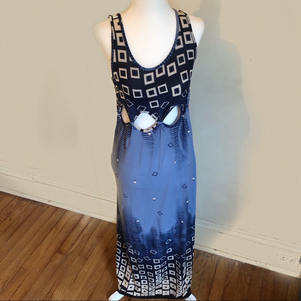 Printed Blue Cut Out Dress